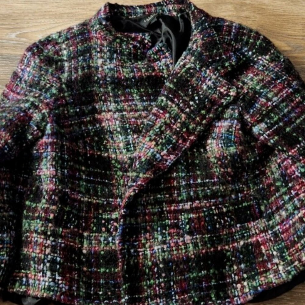 TALBOTS Tweed Blazer Jacket Button Front Long Sleeve Wool Blend Multicolor 12P